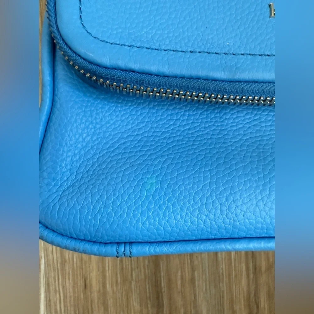 Kate Spade Run Around Large Flap Crossbody Blue Tidepool Leather EUC